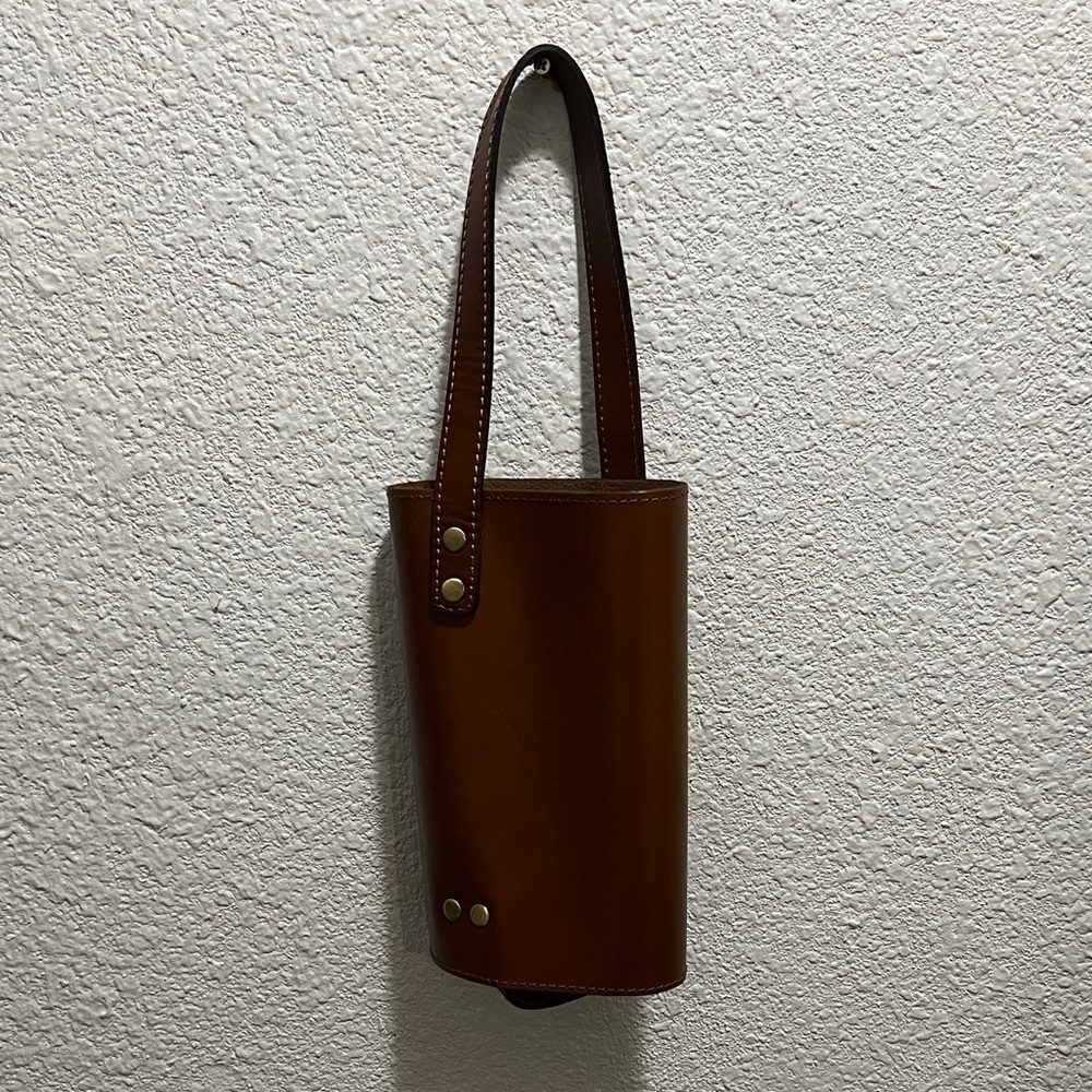 Patricia Nash Tan Leather Hanging Holder or Bottle Carrier